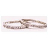 Sterling Silver CZ Hoop Earrings 6.3g