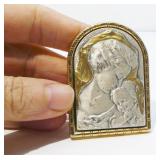 2-Tone Sterling Silver Mother & Child Plaque 32.6g