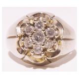Vintage 14K W Gold Diamond Ring Sz 11 8.95g***