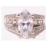 14K W Gold CZ Engagement Ring Sz 7 5.5g