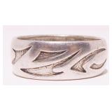 Mexican Tribal Sterling Silver Band Ring Sz 9 6.6g