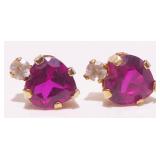 10K Y Gold Gemstone Stud Earrings .5g
