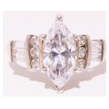 Sterling Silver CZ Engagement Ring Sz 9.5 3.3g