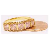 Gold Over Sterling Silver Gemstone Ring Sz 9 4.3g