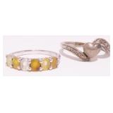 Two Sterling Silver Rings Sz 6 & 7 4.8g