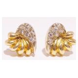 Two-Tone 14K Gold & Diamond Heart Earrings 3.7g