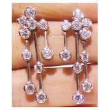 Sterling Silver CZ Dangling Earrings 4.4g