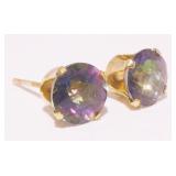 14K Y Gold Gemstone Stud Earrings .7g