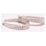 Sterling Silver CZ Hoop Earrings 7.6g