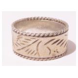 Sterling Silver Wide Band Ring Sz 7 6.1g