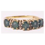 14K Y Gold Emerald & Diamond Ring Sz 8.25 2.4g