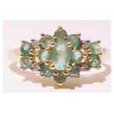 14K Y Gold Diamond Gemstone Ring Sz 9 2.8g