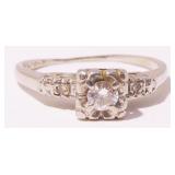 Antique 14K W Gold Diamond Ring Sz 6 1.7g