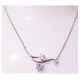 Sterling Silver CZ Necklace 18" 4.5g