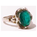 10K W Gold & Emerald Ring Sz 6 3.6g