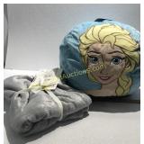 Frozen Elsa Bean Bag And a Silver Throw Blanket