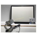 Dry Erase Board And a Clip On Desk Lamp