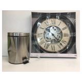 Westclox 20" Wall Clock & Small Wastebasket