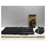 Computer Keyboard, Car Converter And a Cable
