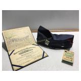 Old nursing hat, old 1945 diploma &