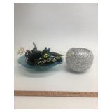 Glass Butterfly Fountain and Aluminum Lamp