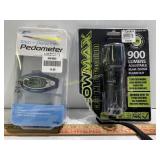 Pedometer and a GlowMax Flashlight