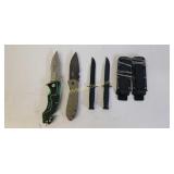 4 Knives, 2 Fixed Blades, 2 Folding knives