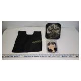 Binoculars strap, battery-operated fan,