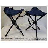 (2) Three-legged folding stools, approx. 17" tall