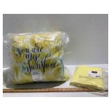 2 Yellow You are My Sunshine Throw Pillows and a