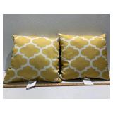 2 Yellow & White Throw Pillows