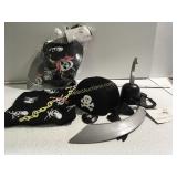 2 sets-pirate hook, sword, eye patch hat