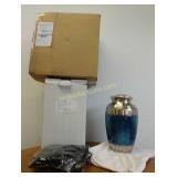 Adult size nickel and blue fire urn