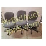 3 - Grey Spinning Desk Chairs W/Out Armrests