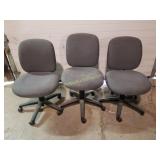 3 - Grey Spinning Desk Chairs W/Out Armrests