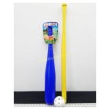 2 - Plastic Wiffle Ball Bats & Plastic Ball