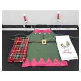 Christmas Apron, 2- hand towels, 2- headbands