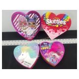 Gummy Hearts, Chocolate  & Skittles
