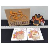 Hanging/Standing Sign, Turkey Decor & Napkins
