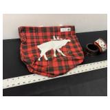 Red Black Buffalo Shopping totes with deer on
