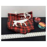 Red Black Buffalo Shopping totes with deer on