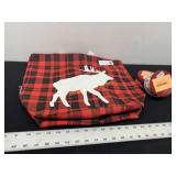 Red Black Buffalo Shopping totes with deer on