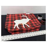 Red Black Buffalo Shopping totes with deer on