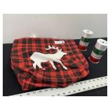Red Black Buffalo Shopping totes with deer on