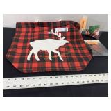 Red Black Buffalo Shopping totes with deer on