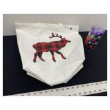White and Plaid Buffalo Totes with Mini Ornaments