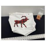 White and Plaid Buffalo Totes with Fuzzy Garland