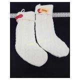 2 Lux Striped Knit Holiday Stocking Xmas