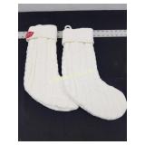 2 Cable Knit Christmas Stocking Ivory -