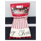 48" Striped Linen Christmas Tree Skirt with